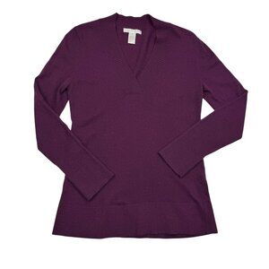 Sarah Spencer Angora Blend Deep V-Neck Pullover Knit Sweater Women's Size Small